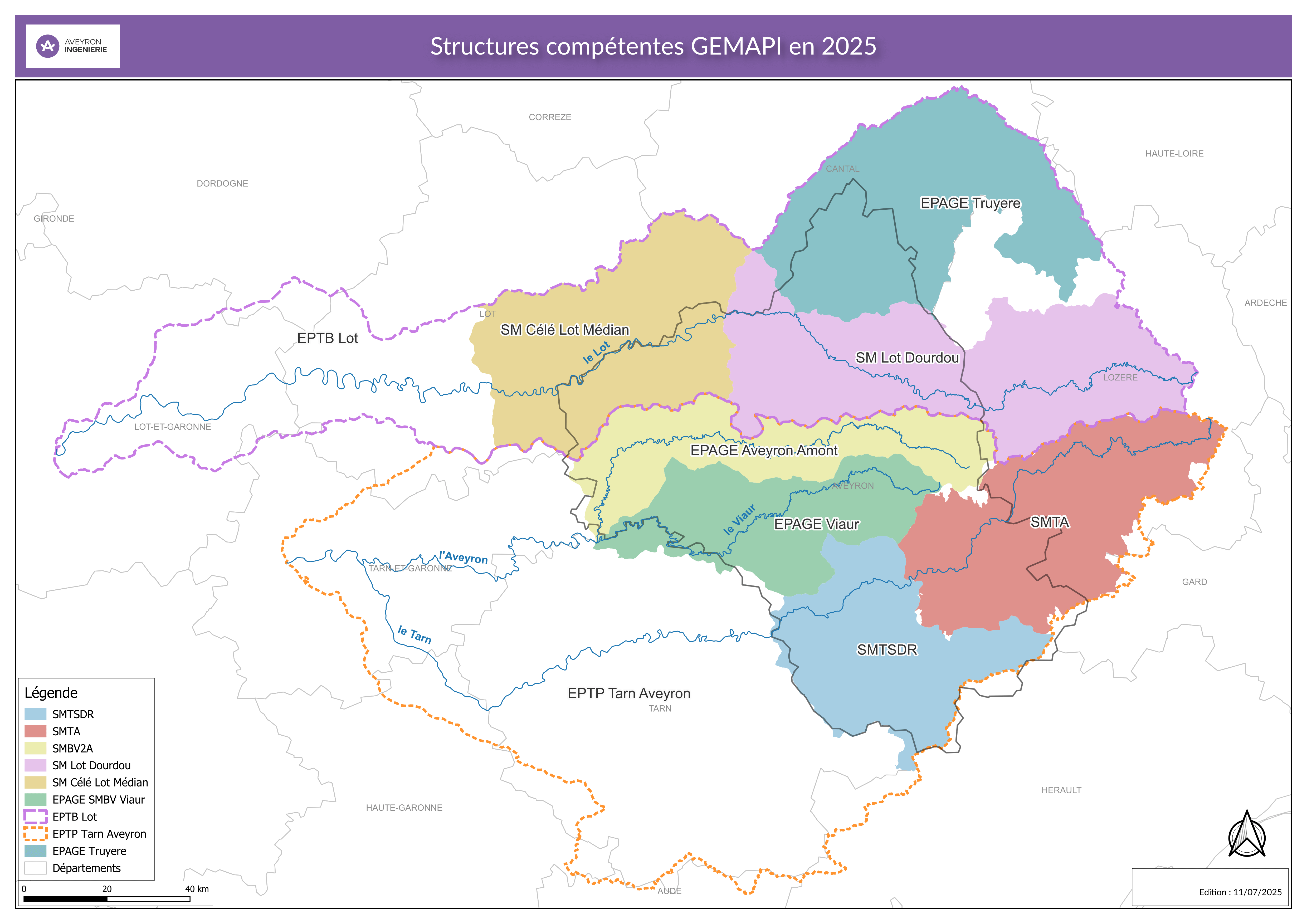 Structures compétentes GEMAPI en 2025